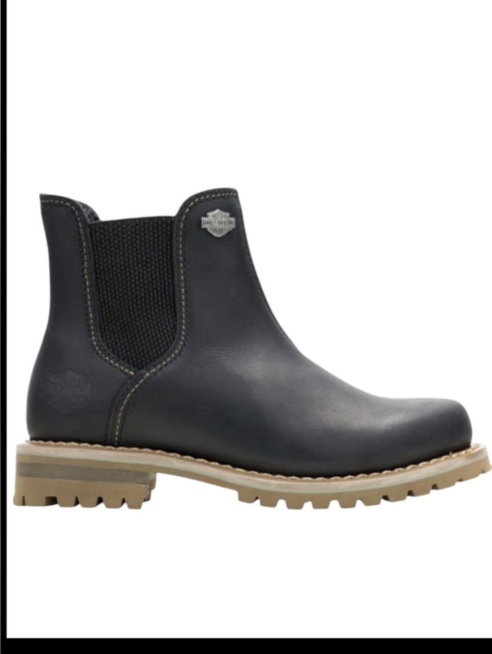 Harley-Davidson Women's Black Chelsea Ankle Boots with Tan Lug Sole